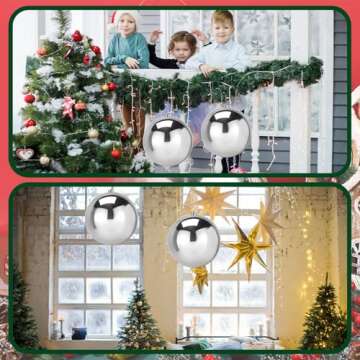 Hiboom Large Christmas Plastic Balls 12 Inch Plastic Ornament Balls Christmas Ball Ornaments Outdoor Christmas Ornaments for Wedding Holiday Outside Party Lawn Yard Tree Indoor Outdoor Decor (Silver)