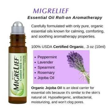 MigreLief Comfort Stick, Migraine and Headache Essential Oil Roll-On - Peppermint Lavender - 10ml