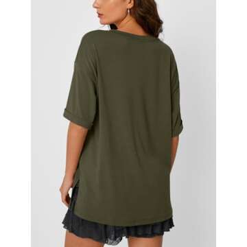 Trendy Queen Oversized Tshirt Women V Neck Casual Top