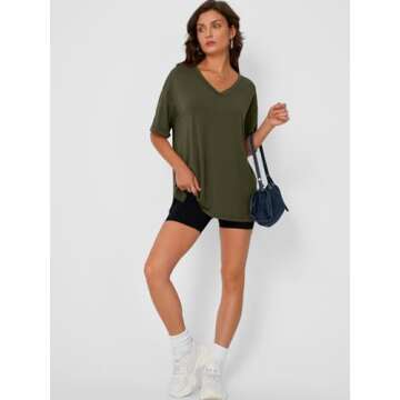 Trendy Queen Oversized Tshirt Women V Neck Casual Top