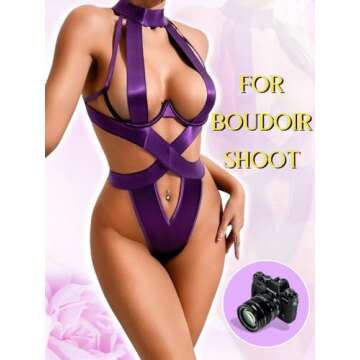 Kaei&Shi Sexy Strappy Lingerie with Choker Bodysuit