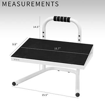 VIVO Ergonomic Height Adjustable Foot Rest Relief Platform, Elevated Stool for Comfortable Sit to Stand Workstation, Non-Slip Surface, Portable, Home Office Classroom Use, White, STAND-FT01W