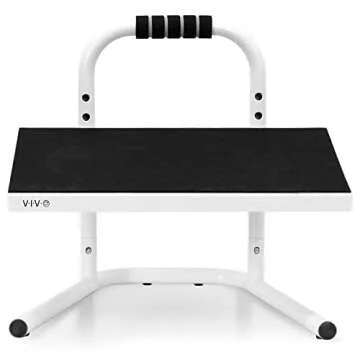 VIVO Ergonomic Height Adjustable Foot Rest Relief Platform, Elevated Stool for Comfortable Sit to Stand Workstation, Non-Slip Surface, Portable, Home Office Classroom Use, White, STAND-FT01W