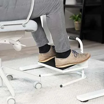 VIVO Ergonomic Height Adjustable Foot Rest Relief Platform, Elevated Stool for Comfortable Sit to Stand Workstation, Non-Slip Surface, Portable, Home Office Classroom Use, White, STAND-FT01W