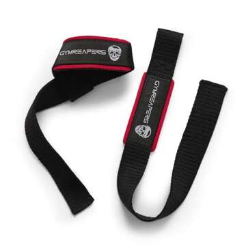 Gymreapers Lifting Wrist Straps for Weightlifting, Bodybuilding, Powerlifting, Strength Training, & Deadlifts - Padded Neoprene with 18" Cotton (Black/Red)