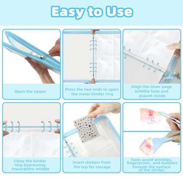 Mlife Sticker Organizer Binder Sticker Storage Organizer Reusable Sticker Book Collecting Album A5 Sticker Collecting Book Clear Sticker Binder Album with Blank Release Paper, Tweezer & Spatula(Pink)