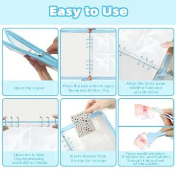 Mlife Sticker Organizer Binder Sticker Storage Organizer Reusable Sticker Book Collecting Album A5 Sticker Collecting Book Clear Sticker Binder Album with Blank Release Paper, Tweezer & Spatula(Pink)