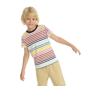 LittleSpring Boys Short Sleeve Striped Shirt - Stylish Summer Tee