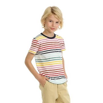 LittleSpring Boys Short Sleeve Striped Shirt - Stylish Summer Tee