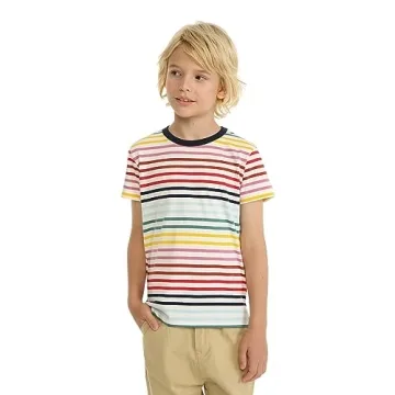 LittleSpring Boys Short Sleeve Striped Shirt - Stylish Summer Tee