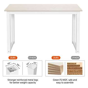 Yaheetech Modern Computer Desk Writing Study Table Dining Table for Home Office, PC Laptop Cart Workstation, Modern Simple Style PC Desk, Beige