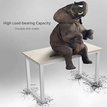 Yaheetech Modern Computer Desk Writing Study Table Dining Table for Home Office, PC Laptop Cart Workstation, Modern Simple Style PC Desk, Beige