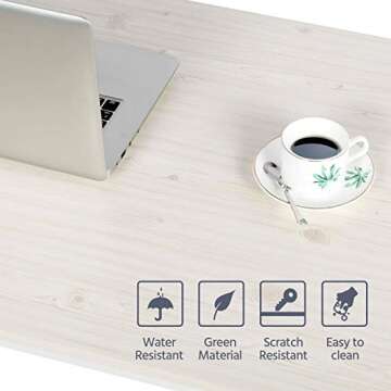 Yaheetech Modern Computer Desk Writing Study Table Dining Table for Home Office, PC Laptop Cart Workstation, Modern Simple Style PC Desk, Beige