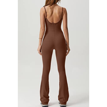 QINSEN Women's Flare Jumpsuit Backless Summer Romper