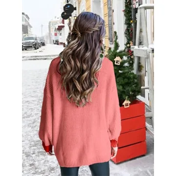 Valentine Sweater for Women Gifts for Her Batwing Sleeve Crewneck Cute Heart Oversized Sweater Womens Casual Pullover Tops Watermelon Red