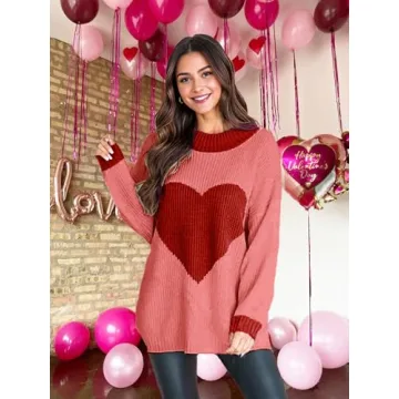 Valentine Sweater for Women Gifts for Her Batwing Sleeve Crewneck Cute Heart Oversized Sweater Womens Casual Pullover Tops Watermelon Red