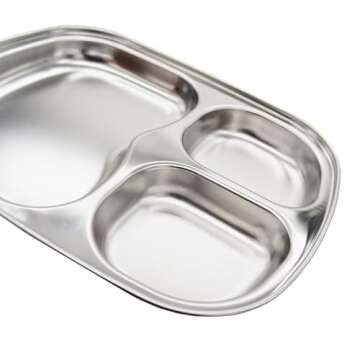 Korean Stainless Steel Divided Plates, Kids Toddlers Babies Tray, BPA Free, Diet Food Control, Campi...