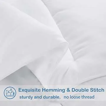 EASELAND All Season Oversized Queen Soft Quilted Down Alternative Comforter Reversible Duvet Insert with Corner Tabs,Winter Summer Warm Fluffy,White,98x98 incehs