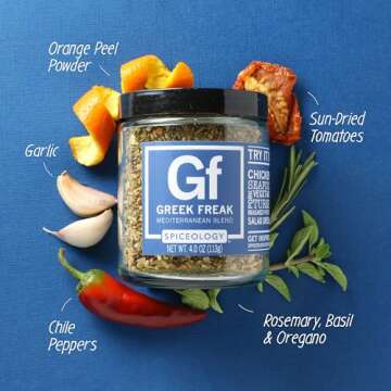 Spiceology - Greek Freak Mediterranean Seasoning Blend - Premium Greek Herbs & Spices for Chicken, Potatoes, Salad, Gyros, Pasta, Pizza & More - Fresh, Chef-Crafted Mediterranean Spice Blend (4 oz Jar)