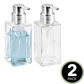 mDesign Glass Refillable Foaming Hand Soap Dispenser - 2 Pack