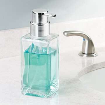 mDesign Glass Foaming Soap Dispenser for Kitchen and Bath - 2 Pack