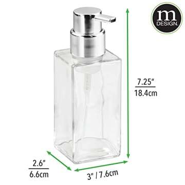 mDesign Glass Foaming Soap Dispenser for Kitchen and Bath - 2 Pack