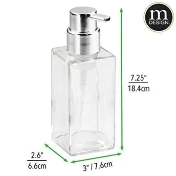 mDesign Glass Foaming Soap Dispenser for Kitchen and Bath - 2 Pack