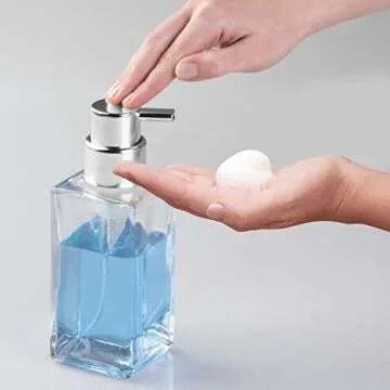 mDesign Glass Foaming Soap Dispenser for Kitchen and Bath - 2 Pack