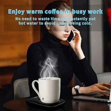 Misby Coffee Cup Warmer, Mug Warmer for Desk Use with Auto Shut Off, Gravity-Induction Coffee Warmer for Coffee Lovers Christmas/Birthday Gift Keep Beverages Coffee Warmer (Deep Black)