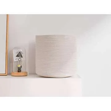 CubesLand Woven Rope Cube Storage Organizer Basket Bin 11x11in,Cube Storage Bins for Shelves w/Inserts,Bedroom, Living Room,Multi-use Collapsible Storage Baskets Sets 4,Round Storage Cubes-Off White