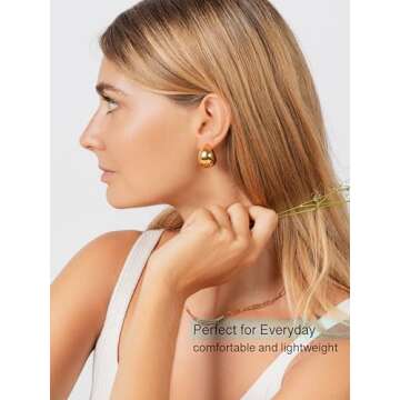 Altitude Boutique 18kt Gold Chunky Bubble Hoop Earrings For Women | Gold Plated Hollow Earrings | Li...