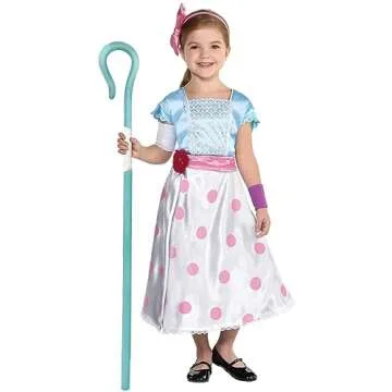 Party City Toy Story 4 Bo Peep Costume for Girls, 3-4T, Includes Jumpsuit, Skirt/Cape, Staff and Mor...