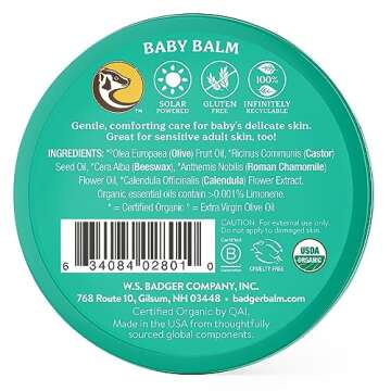 Badger - Baby Balm, Chamomile & Calendula, Certified Organic Baby Balm, Cradle Cap Balm for Babies, ...