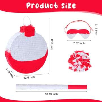 VercanMonth Summer Fishing Bobbers Piñata with Piñata Stick and Blindfold Confetti Set Birthday Pi...