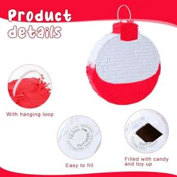 VercanMonth Summer Fishing Bobbers Piñata with Piñata Stick and Blindfold Confetti Set Birthday Piñata for Fishing Fishermen Theme Birthday Party Decors Party Favors Photo Prop Supplies Decorations