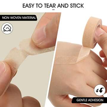6 Rolls Flexible Skin Tape Breathable Nose Tape Self Adhesive Gauze Tape for Wound Injuries Swelling Sports, Beige (0.5 in x 10 Yd)