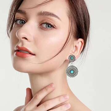 Western Jewelry Set | 4 Pcs Turquoise Jewelry for Women