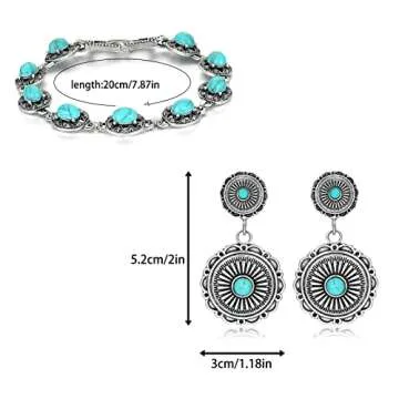 Western Jewelry Set | 4 Pcs Turquoise Jewelry for Women