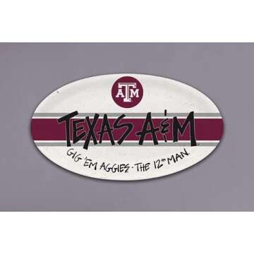 Magnolia Lane Texas A&M University Aggies Oval Plate, 12.25-inch Length, Melamine, Kitchen Accessori...