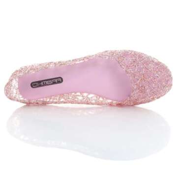 Stunner Women's Jelly Sandals Hollow Summer Breathable Crystal Jelly Flats Pink 42（9.5）