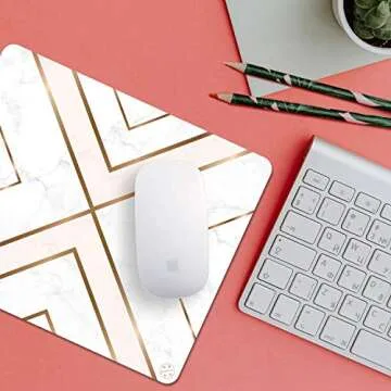 Oriday Gaming Mouse Pad Chic White with Gold Design
