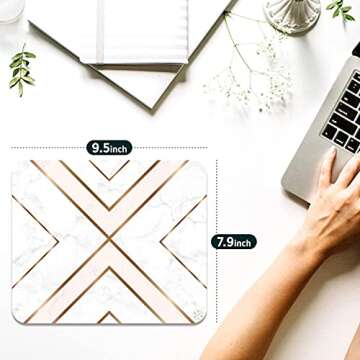 Oriday Gaming Mouse Pad Chic White with Gold Design