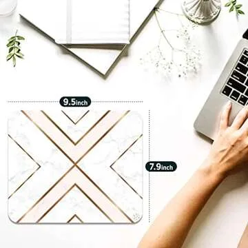 Oriday Gaming Mouse Pad Chic White with Gold Design