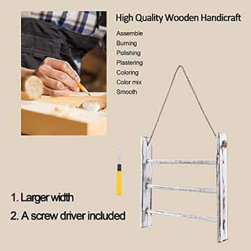 HoreZer Towel Rack Ladder Wall-Mounted,Ladder Hand Towel Rack for Bathroom,Rustic Hanging Towel Rack...