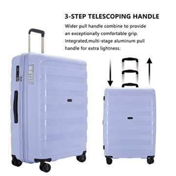 GinzaTravel PP material 3-piece expandable luggage sets with Spinner Wheels， Suitcase with TSA Loc...