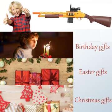 Kyliandi Pump Shotgun Toy Realistic Barrel Shell ejecting Foam Blaster Gun Soft Bullet Look Real Sniper Rifle with Scope Dart Pellet Shooting Game for Boys Teens Adults Gifts Age 8-14 Year Old (Gold)