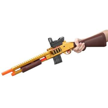 Kyliandi Pump Shotgun Toy Realistic Barrel Shell ejecting Foam Blaster Gun Soft Bullet Look Real Sniper Rifle with Scope Dart Pellet Shooting Game for Boys Teens Adults Gifts Age 8-14 Year Old (Gold)