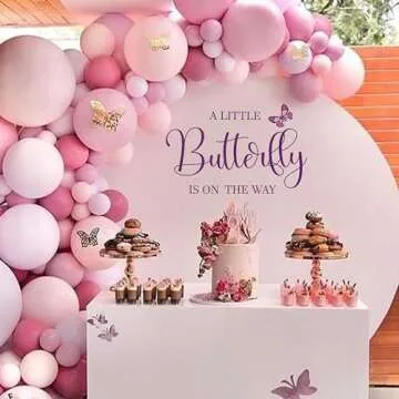 A Little Butterfly is on The Way Baby Shower Party Decal Sign - Butterfly Baby Shower Decoration,Gender Reveal Girl or Boy Baby Shower Decal Sign (Purple Butterfly Decal)