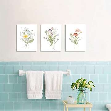 WANBOYA Floral Wall Art Modern Watercolor Minimalist Wildflower Art Prints Bedroom Kitchen Wall Decoration Dandelion Plant Painting Artwork Bathroom Wall Decor Ready to Hang(12"x16"x3pcs)
