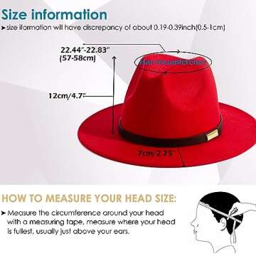 Gossifan Fedora Hats for Men Wide Brim Panama Hat with Classic Belt-B Belt Red